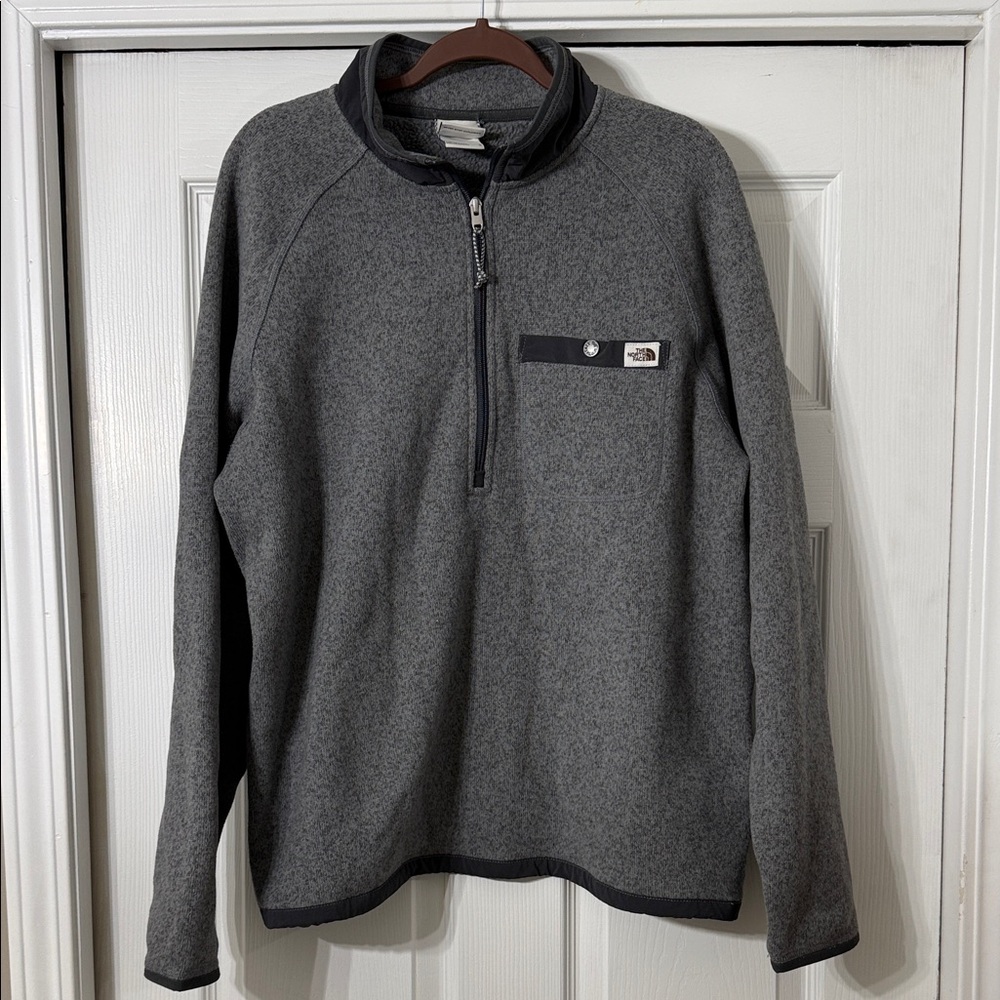 The North Face Men's Zip-Up Gray Sweater - Size Large
